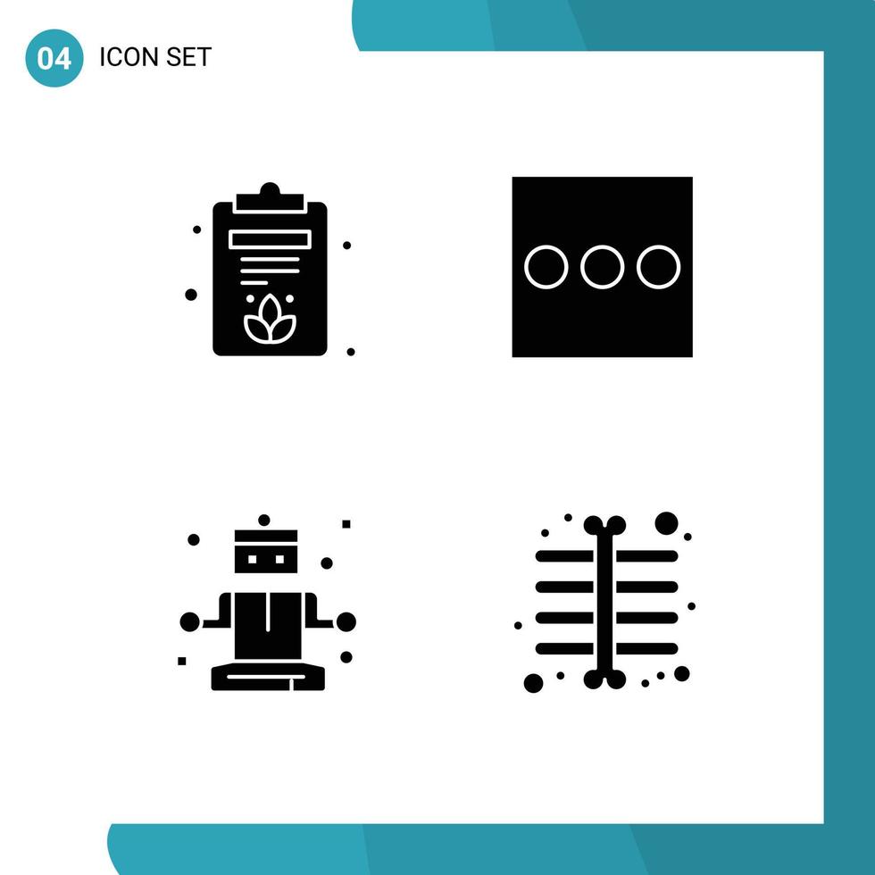 modern reeks van 4 solide glyphs pictogram van klembord straal lijst ontspannende laag 1 bewerkbare vector ontwerp elementen