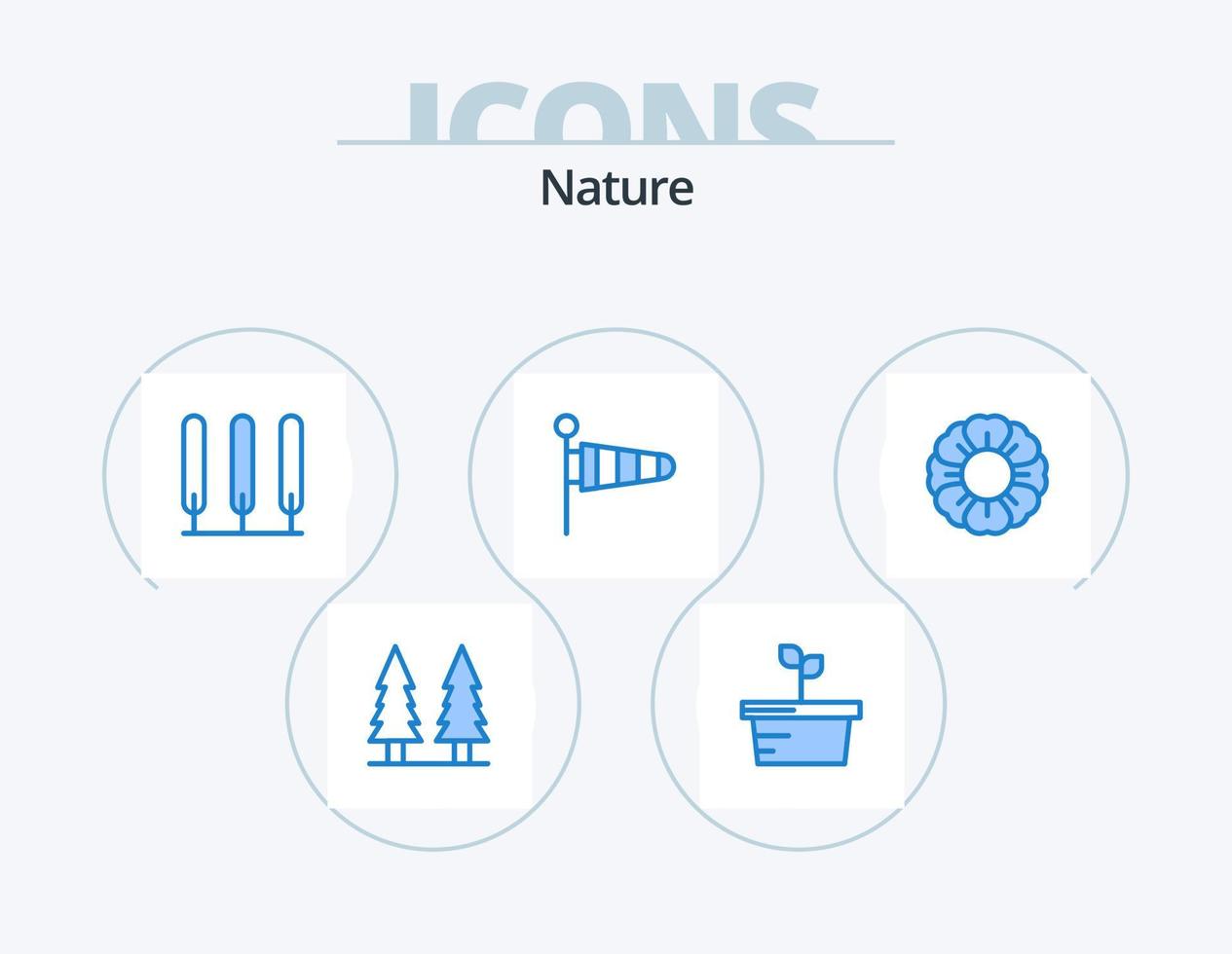 natuur blauw icoon pak 5 icoon ontwerp. . natuur. natuur. bloem. weer vector