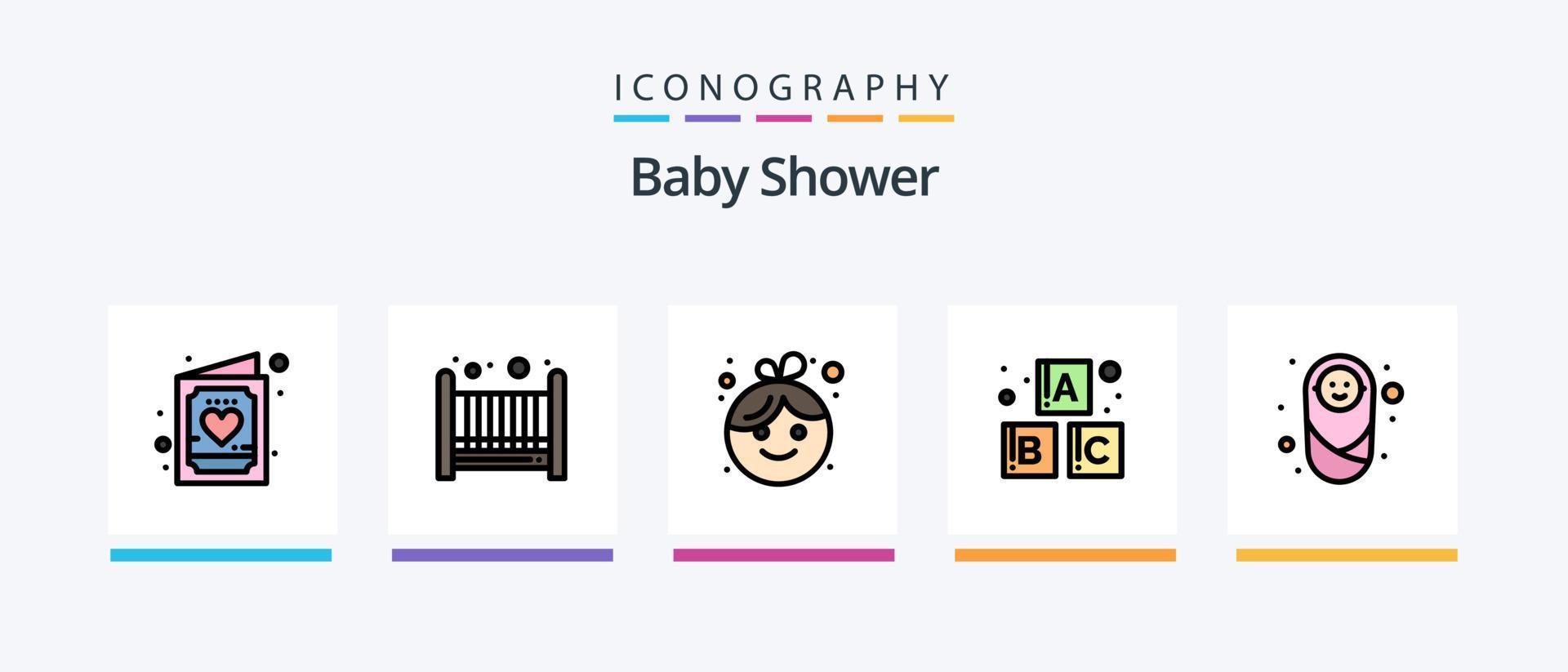 baby douche lijn gevulde 5 icoon pak inclusief seksueel. volwassen. baby. bescherming. kind. creatief pictogrammen ontwerp vector