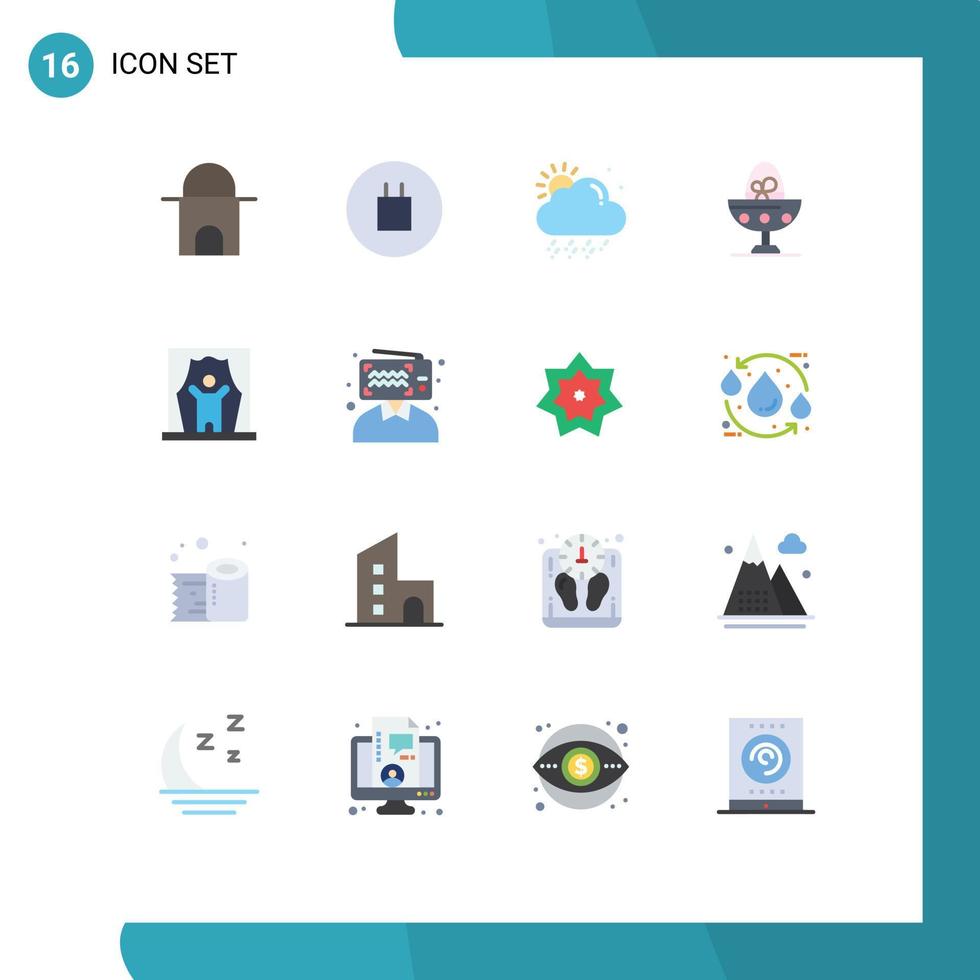 reeks van 16 modern ui pictogrammen symbolen tekens voor beroemdheid acteur besneeuwd voedsel Pasen bewerkbare pak van creatief vector ontwerp elementen