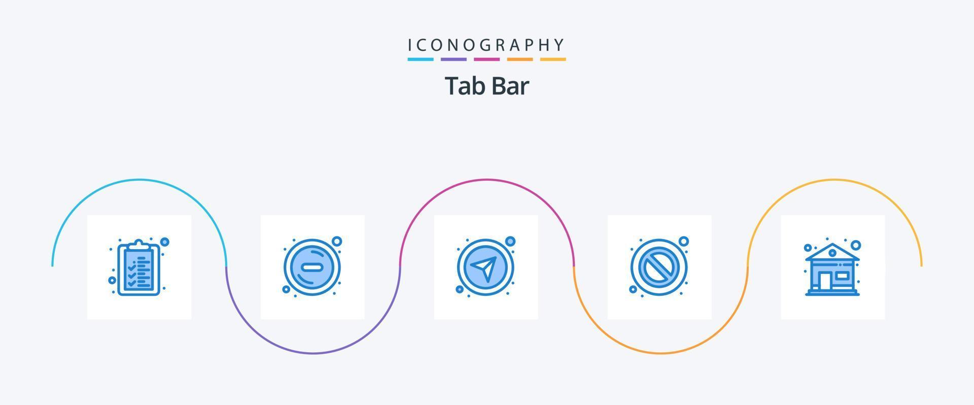 tab bar blauw 5 icoon pak inclusief . huis. GPS. huis. waarschuwing vector