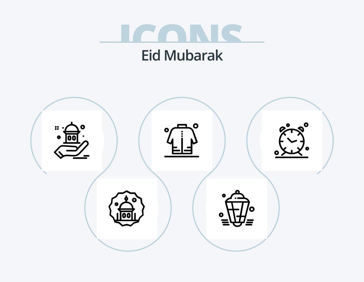 eid mubarak lijn icoon pak 5 icoon ontwerp. moslim. lantaarn. moslim. eid. bidden vector