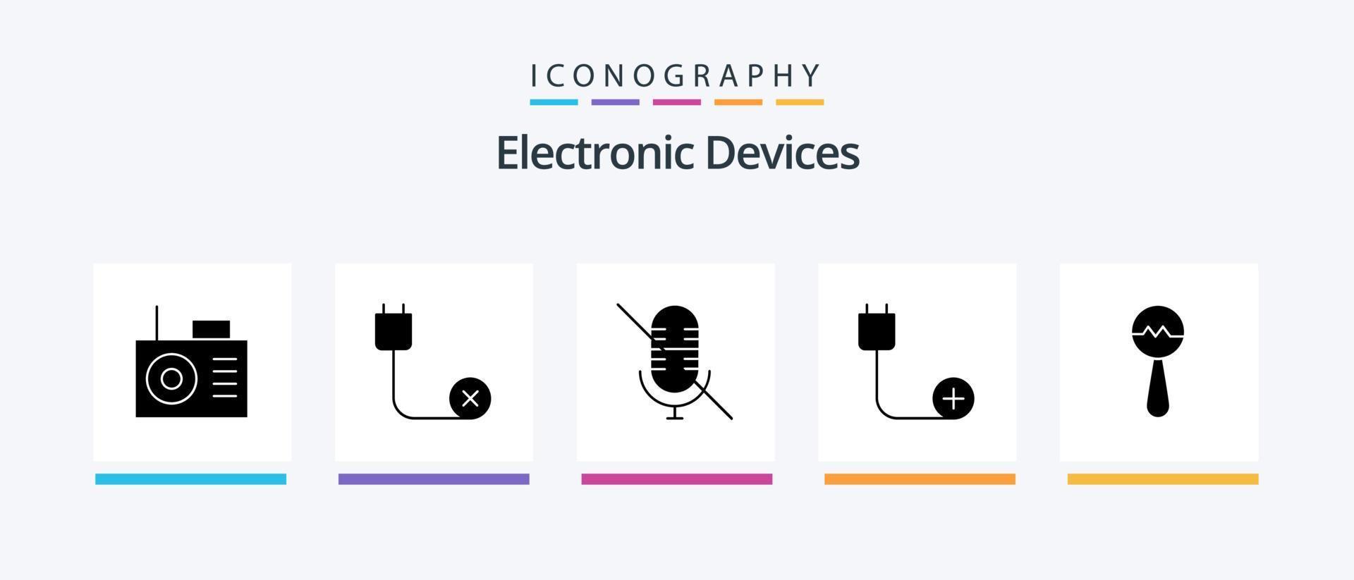 apparaten glyph 5 icoon pak inclusief muziek. instrument. microfoon. hardware. koord. creatief pictogrammen ontwerp vector