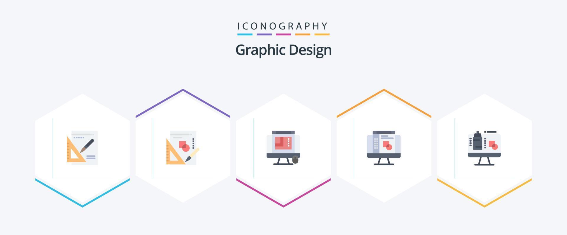 grafisch ontwerp 25 vlak icoon pak inclusief gegevens. computer. css ontwerp. indeling. grafisch ontwerpen vector