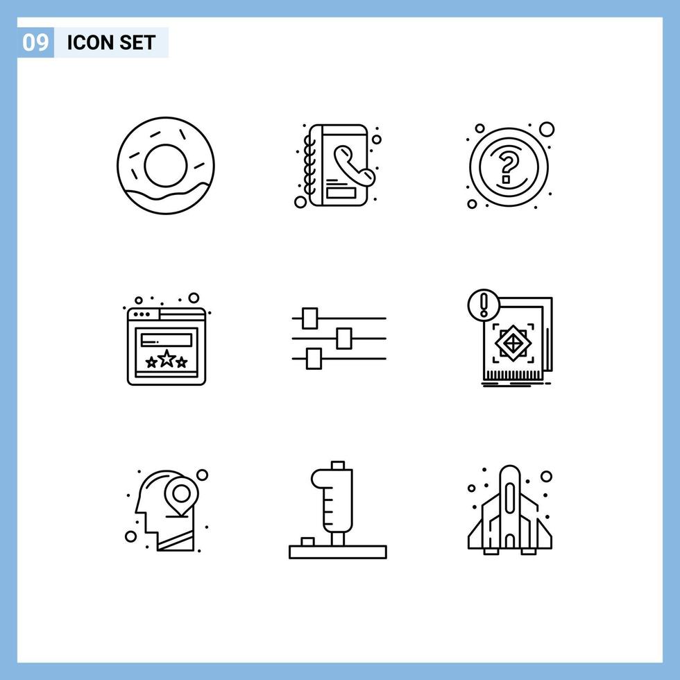 schets pak van 9 universeel symbolen van standaard- gereedschap vragen Bewerk website bewerkbare vector ontwerp elementen