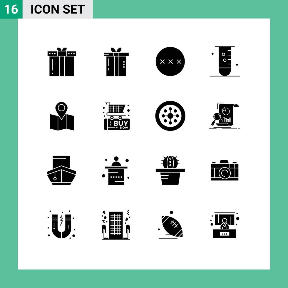 16 thematisch vector solide glyphs en bewerkbare symbolen van zwart vrijdag kaart veiligheid plaats laboratorium bewerkbare vector ontwerp elementen