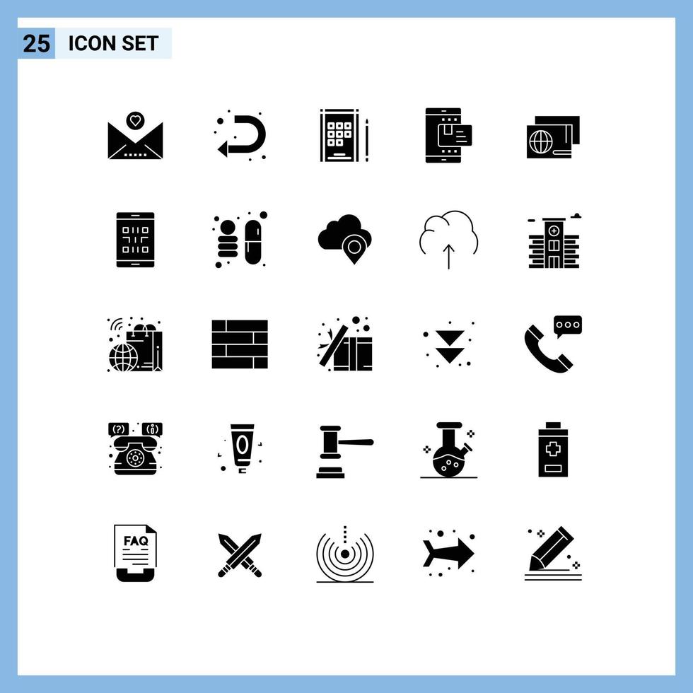 reeks van 25 modern ui pictogrammen symbolen tekens voor paspoort identiteit notitieboekje boodschappen doen betaling bewerkbare vector ontwerp elementen