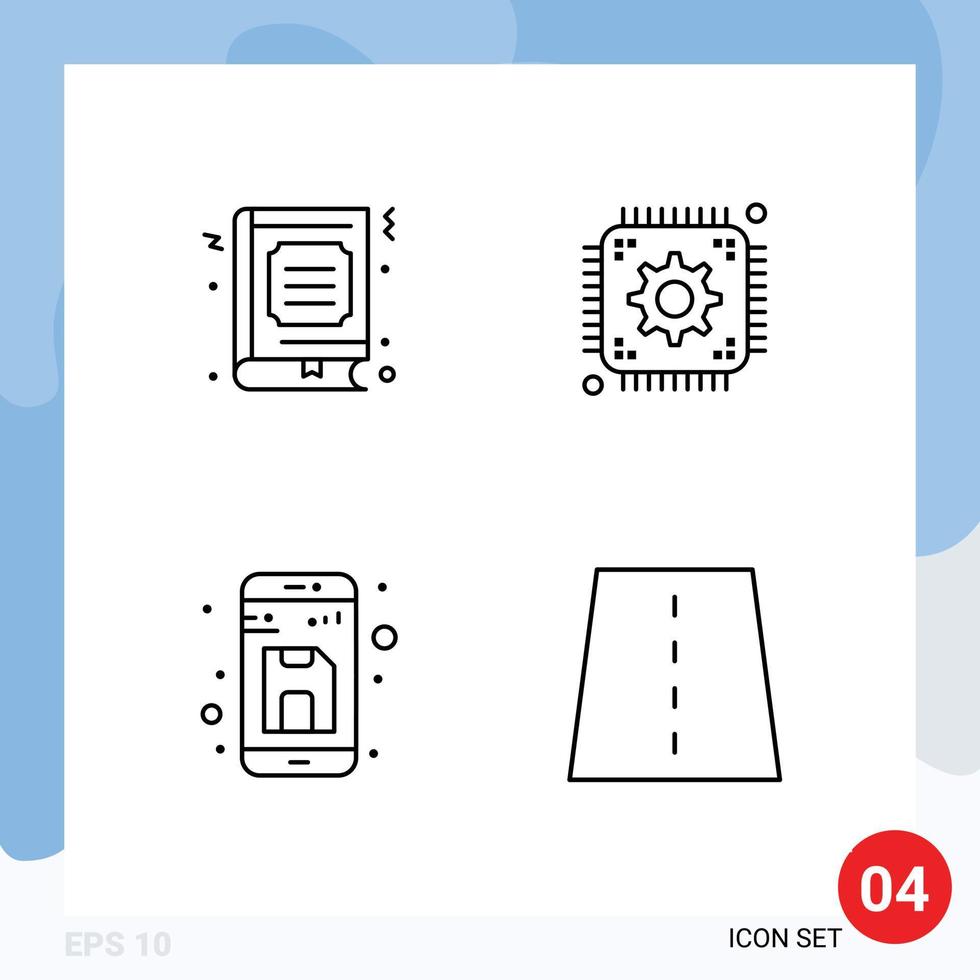 pictogram reeks van 4 gemakkelijk gevulde lijn vlak kleuren van boek terug favoriete instelling het dossier bewerkbare vector ontwerp elementen