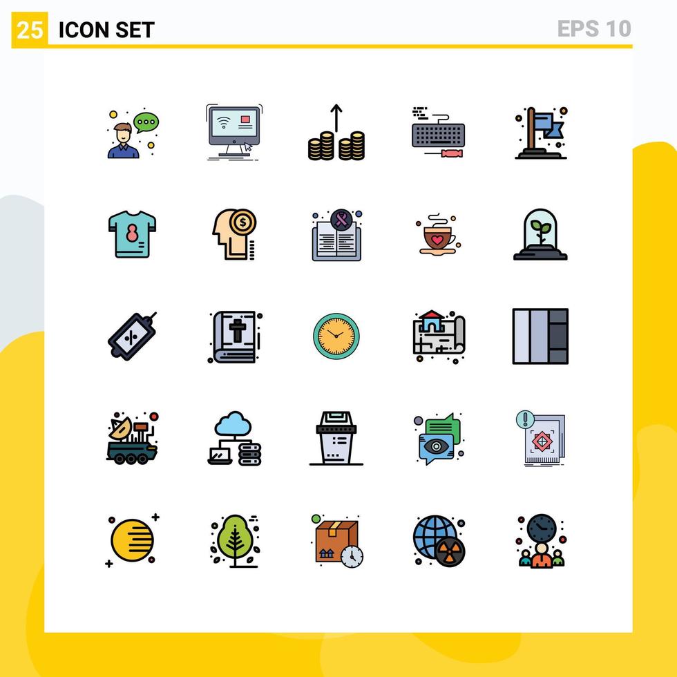 groep van 25 gevulde lijn vlak kleuren tekens en symbolen voor bedrijf reparatie slim hardware sleutel bewerkbare vector ontwerp elementen