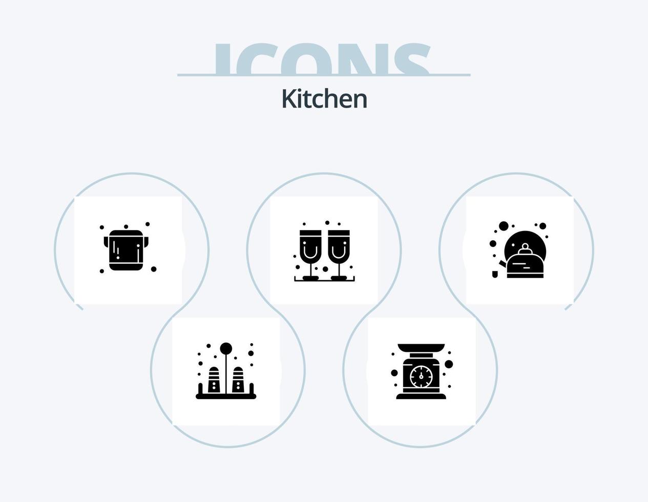 keuken glyph icoon pak 5 icoon ontwerp. . thee. keuken. pot. sap glas vector