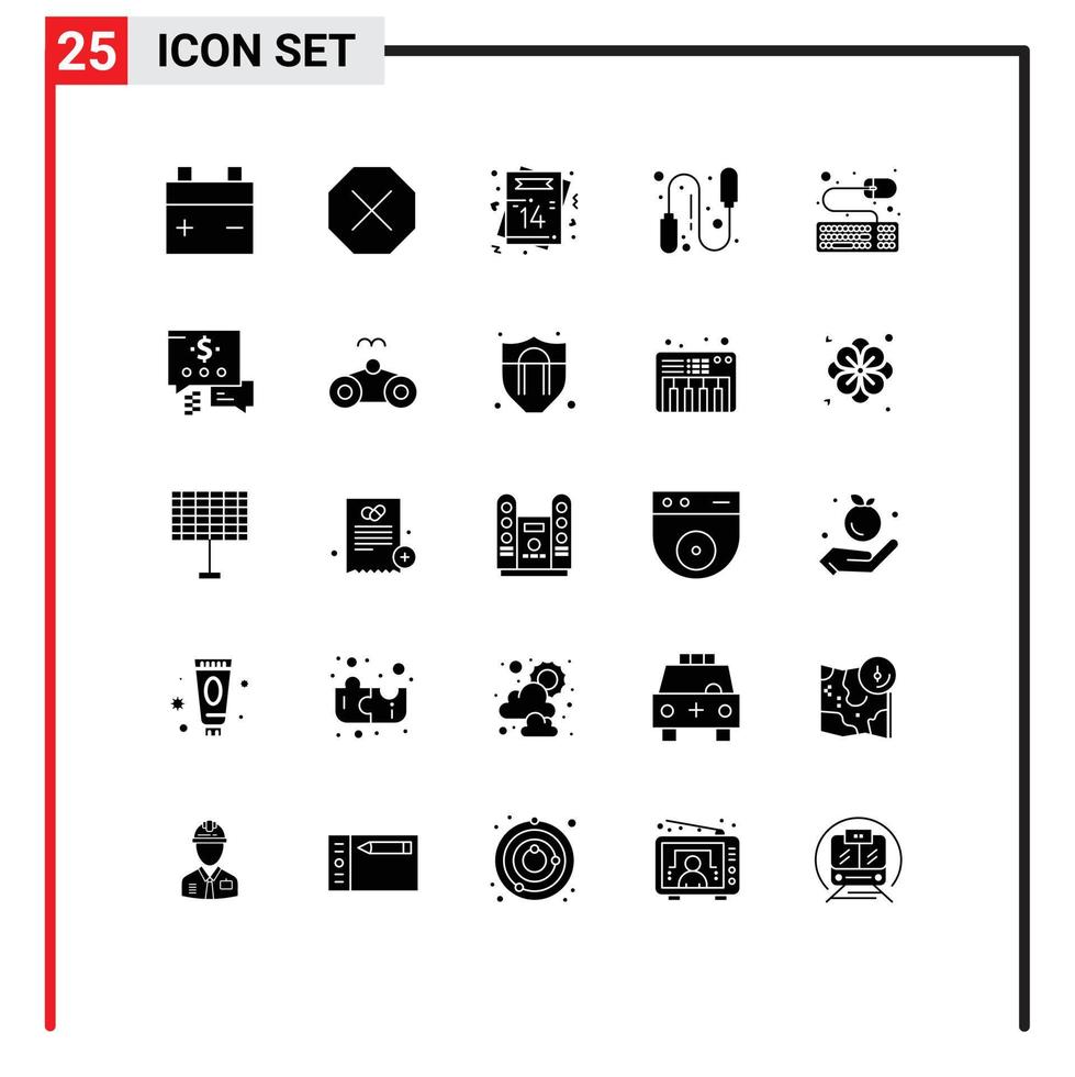 reeks van 25 modern ui pictogrammen symbolen tekens voor babbelen toetsenbord liefde accessoires geschiktheid bewerkbare vector ontwerp elementen