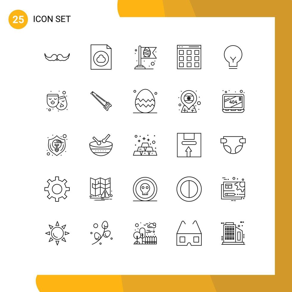 universeel icoon symbolen groep van 25 modern lijnen van lamp gebruiker vlag isotoop communicatie bewerkbare vector ontwerp elementen