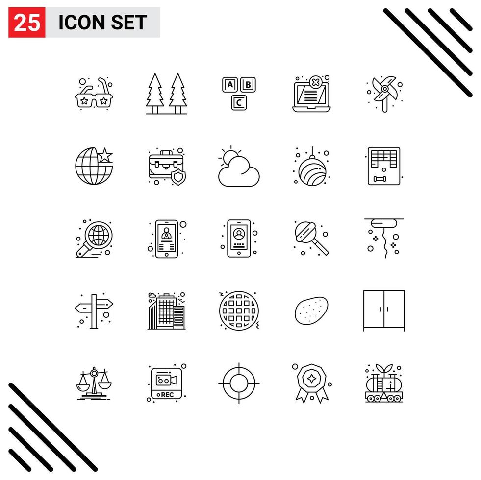 25 creatief pictogrammen modern tekens en symbolen van windmolen bedreiging blokken laptop Scherm bewerkbare vector ontwerp elementen
