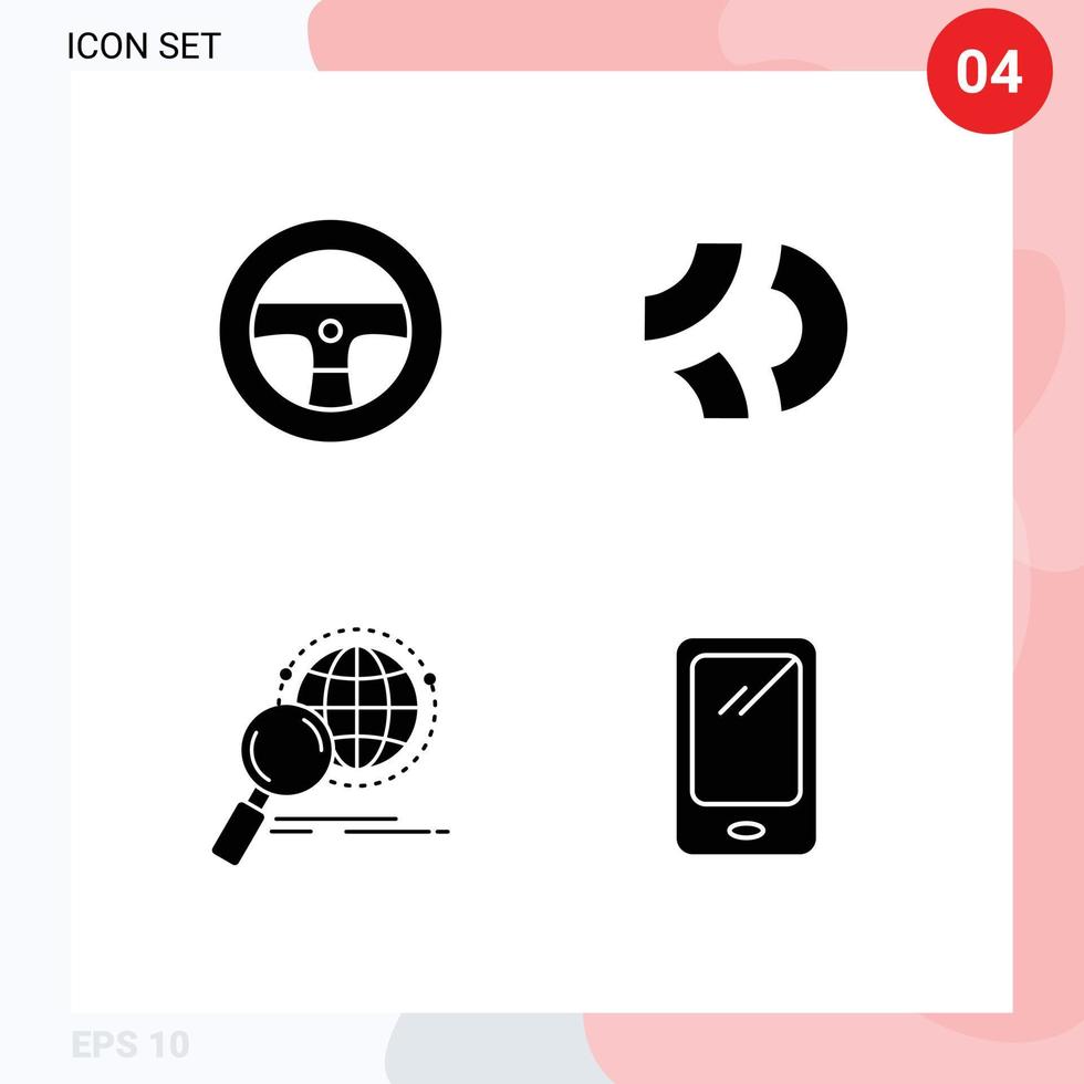 groep van 4 modern solide glyphs reeks voor stuurinrichting vergrootglas spel credits crypto valuta wereld bewerkbare vector ontwerp elementen