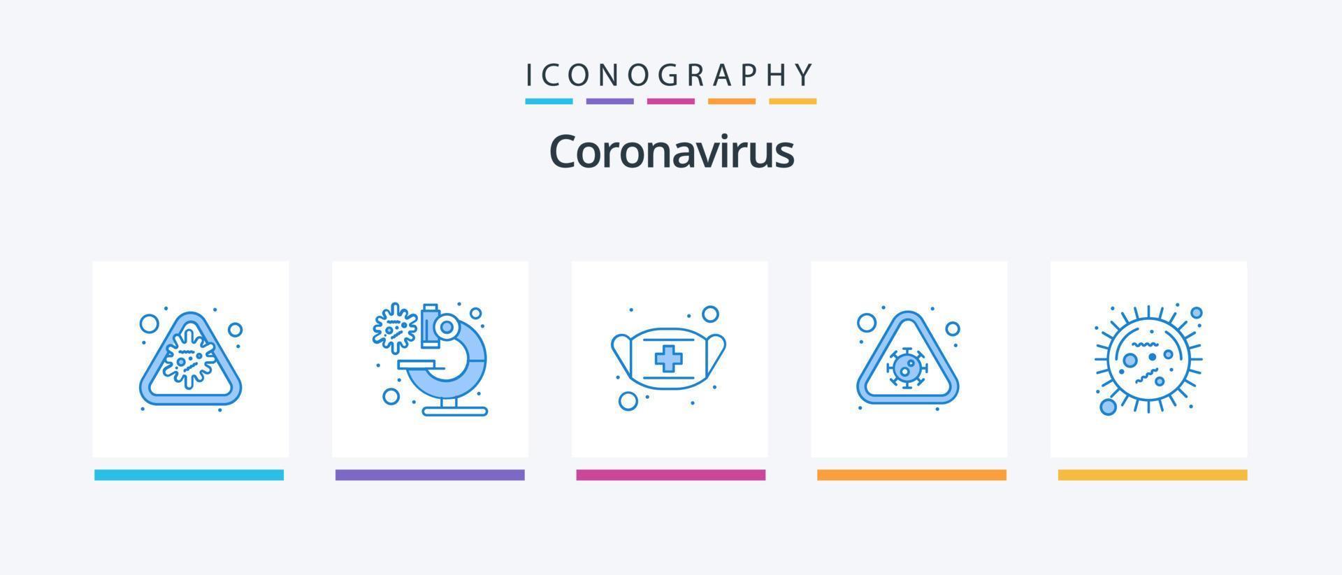 coronavirus blauw 5 icoon pak inclusief alert. waarschuwing. virus. merk op. veiligheid. creatief pictogrammen ontwerp vector