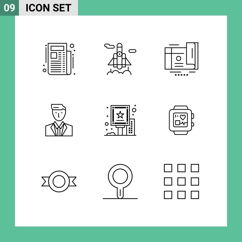 reeks van 9 modern ui pictogrammen symbolen tekens voor aanplakbord advertentie geschenk Dhr hoofd bewerkbare vector ontwerp elementen