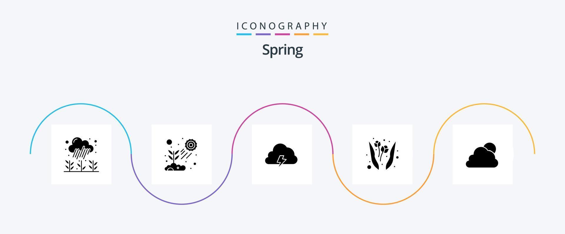 voorjaar glyph 5 icoon pak inclusief lucht. tuin. groeien. bloem. voorjaar vector