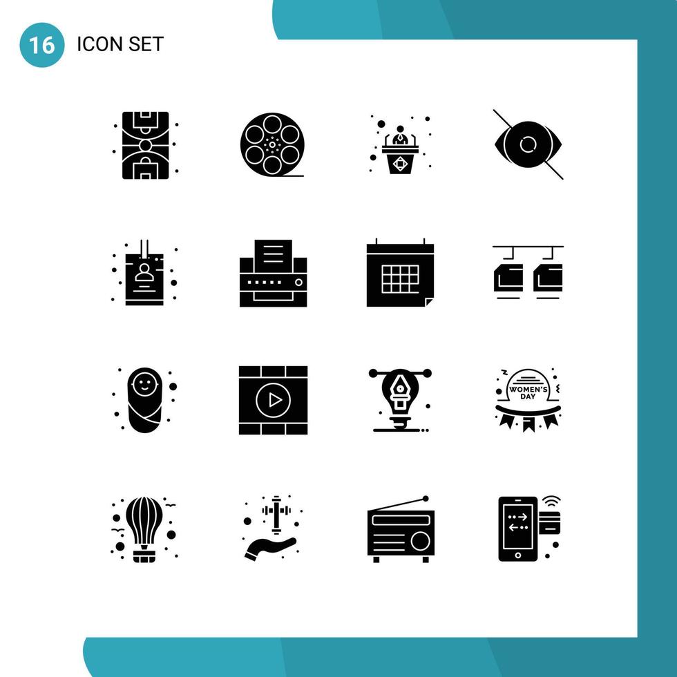 16 thematisch vector solide glyphs en bewerkbare symbolen van kaart menselijk werknemer visie gezicht bewerkbare vector ontwerp elementen