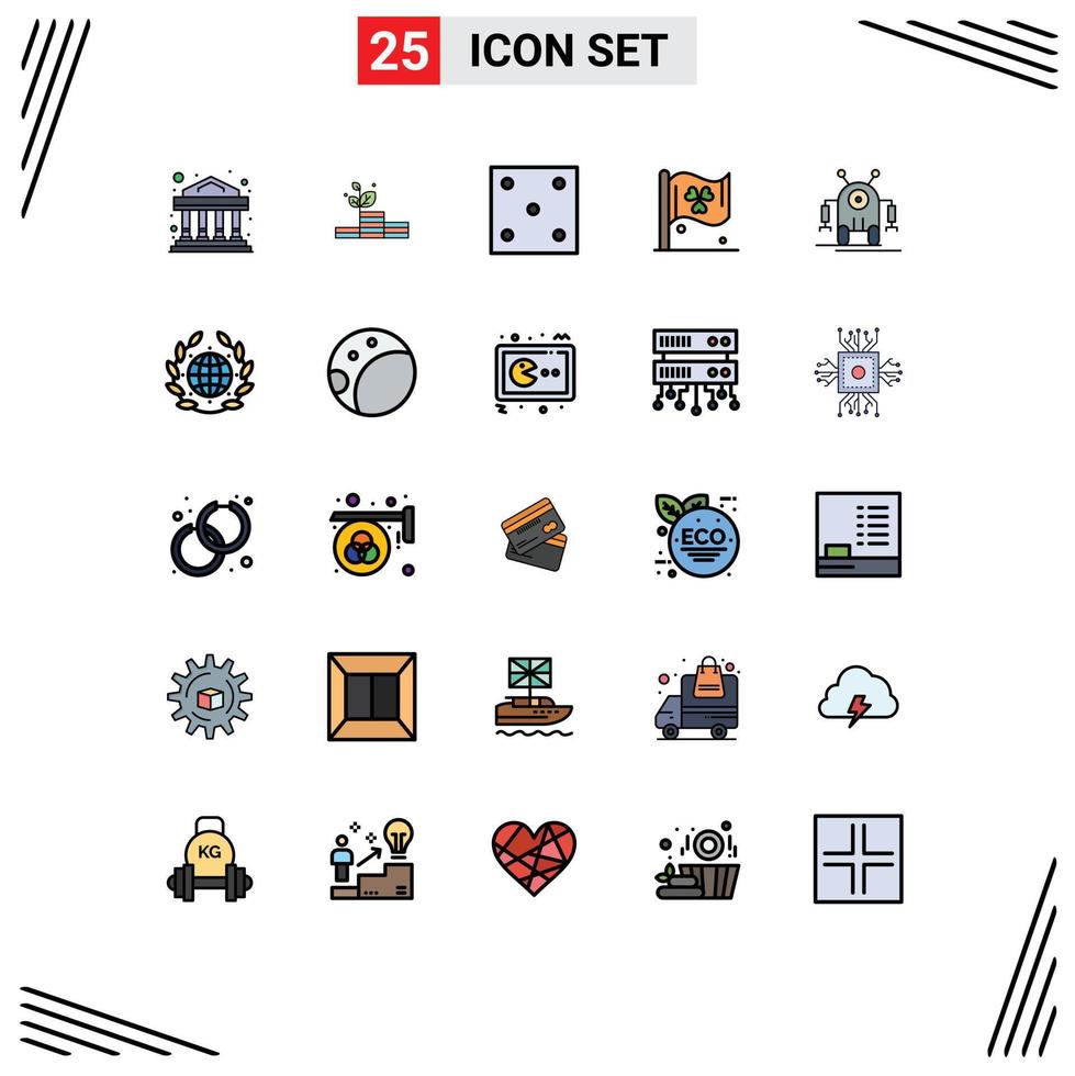universeel icoon symbolen groep van 25 modern gevulde lijn vlak kleuren van technologie robot spel menselijk teken bewerkbare vector ontwerp elementen