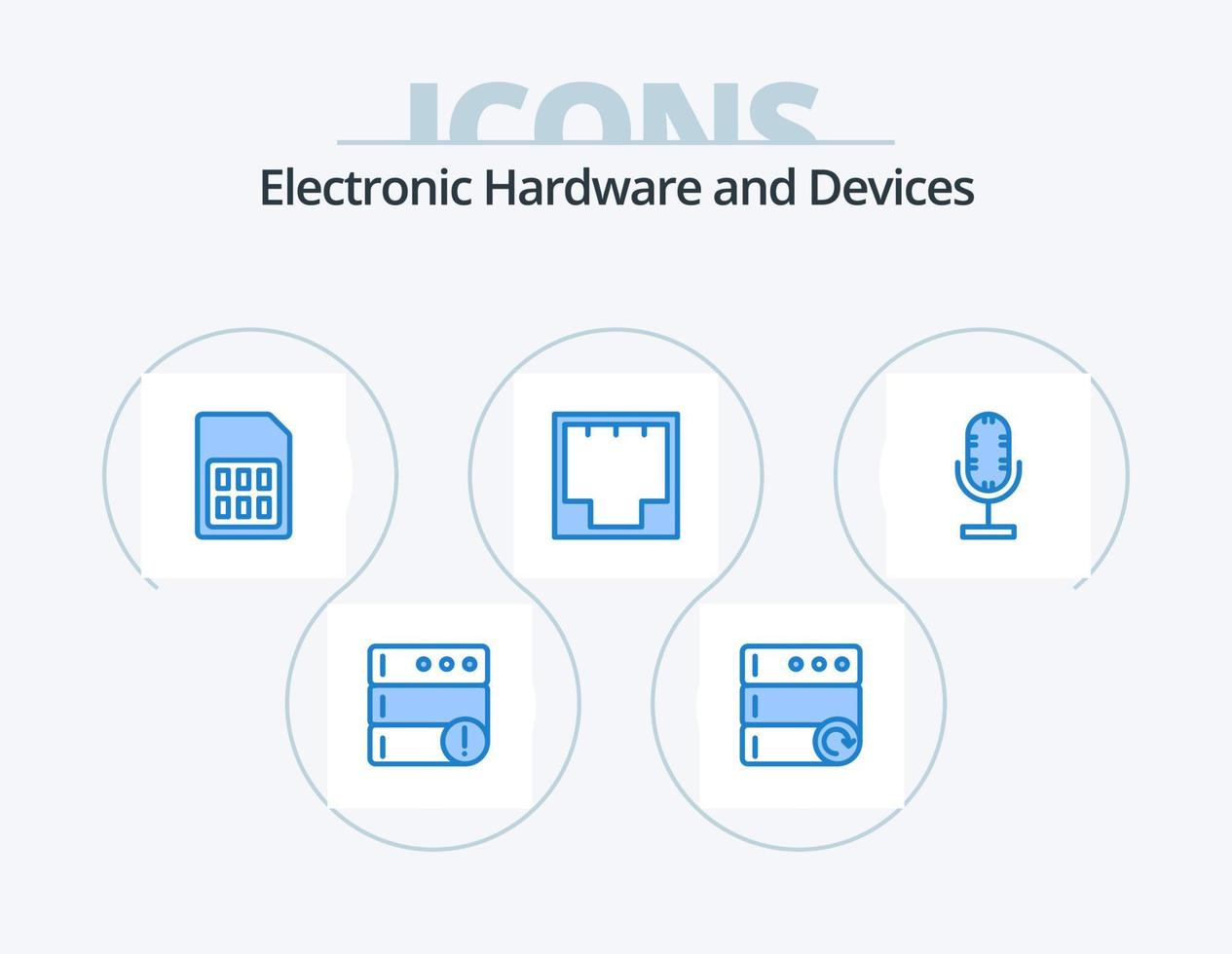 apparaten blauw icoon pak 5 icoon ontwerp. uitzending. haven. telefoon. netwerk. ethernet vector