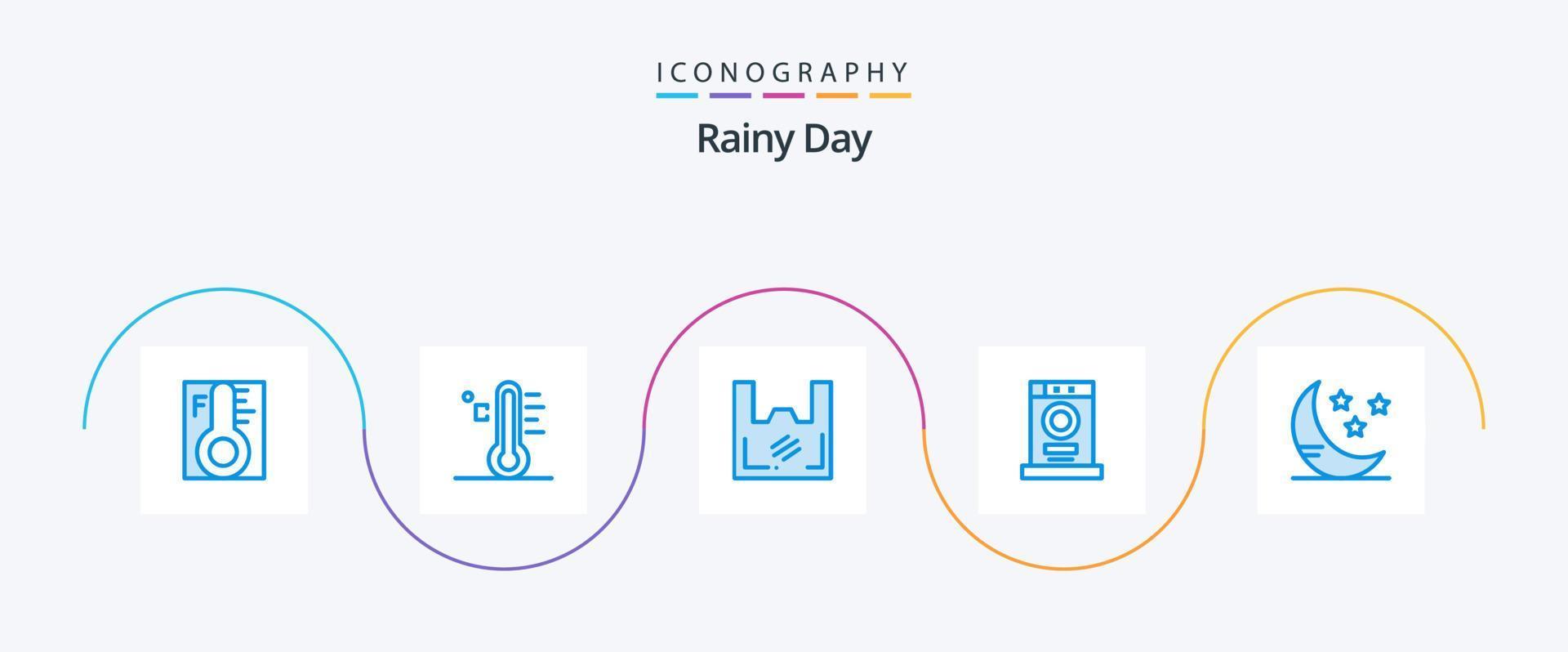 regenachtig blauw 5 icoon pak inclusief . wolk. klant. maan. meubilair vector