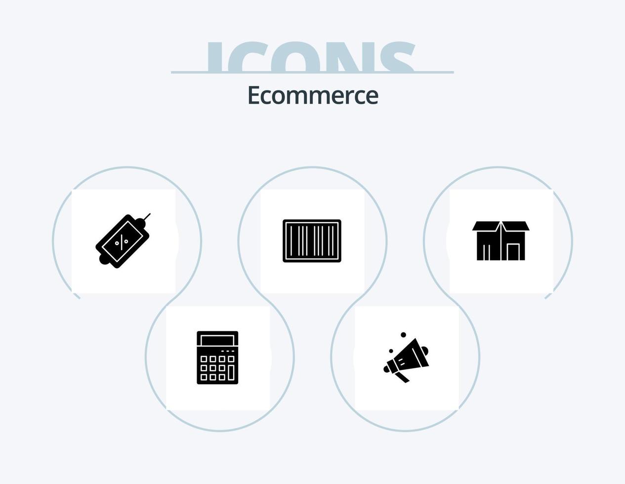 ecommerce glyph icoon pak 5 icoon ontwerp. uitverkoop. e-commerce. markt. winkelen. barcodes vector