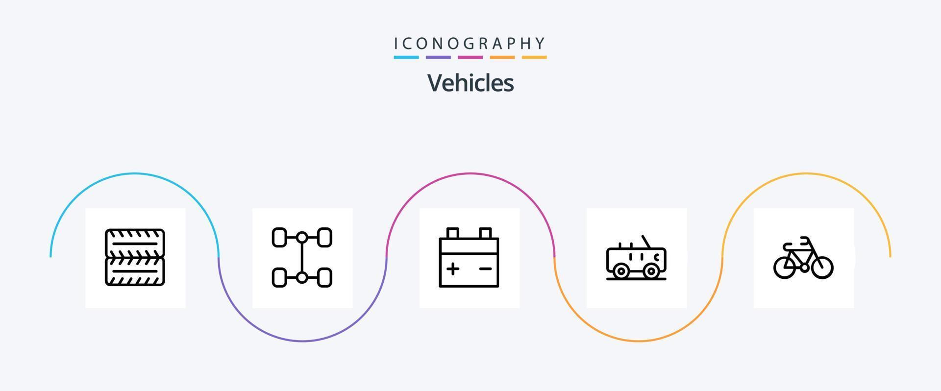 voertuigen lijn 5 icoon pak inclusief . jeep. vervoer vector