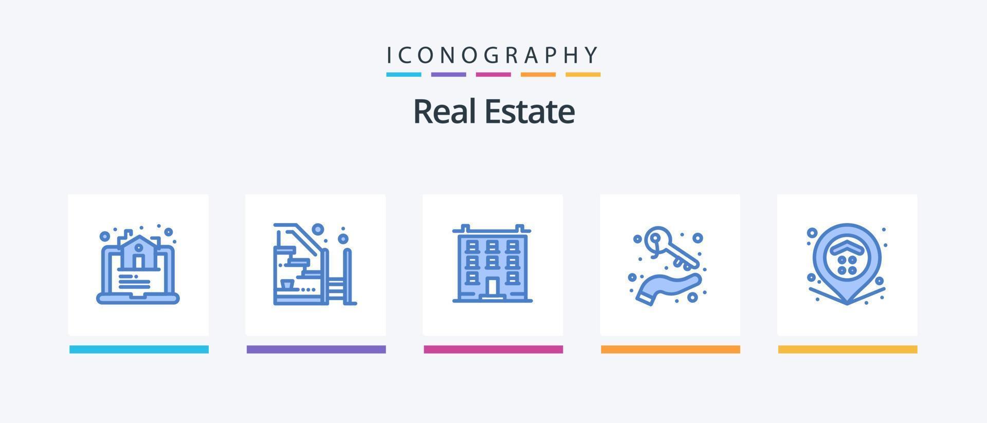 echt landgoed blauw 5 icoon pak inclusief sleutels. hand. eigendom. groeien. huis. creatief pictogrammen ontwerp vector