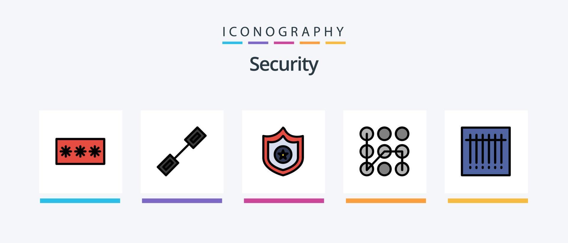 veiligheid lijn gevulde 5 icoon pak inclusief wachtwoord. wachtwoord. slim. wachtwoord. toegang. creatief pictogrammen ontwerp vector