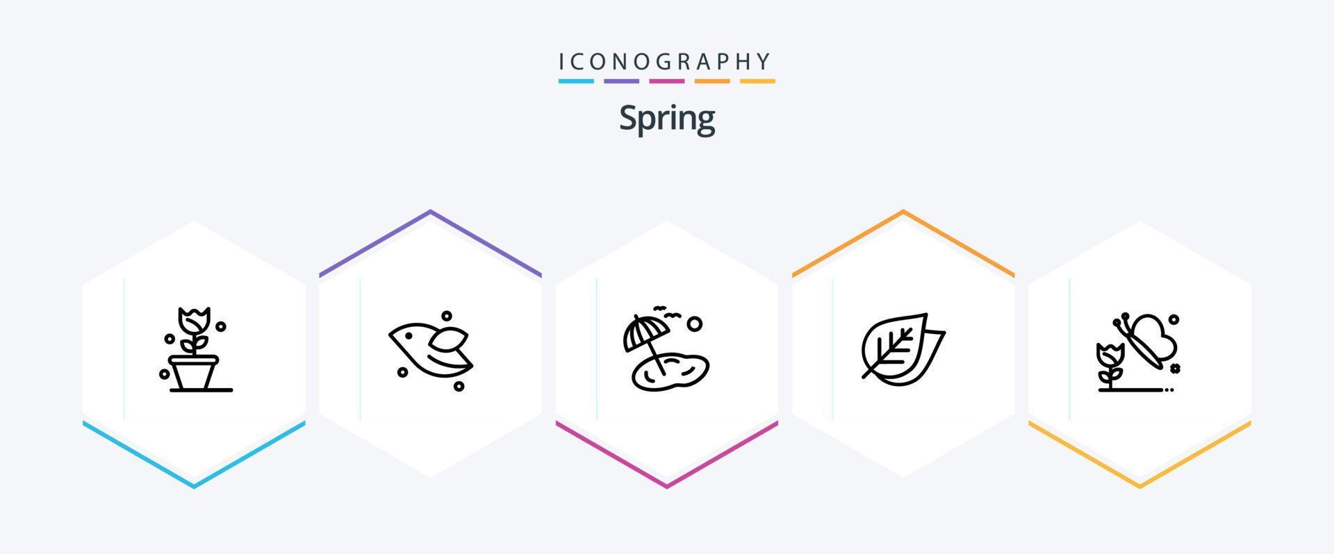 voorjaar 25 lijn icoon pak inclusief bloem. de lente. strand. natuur. ecologie vector