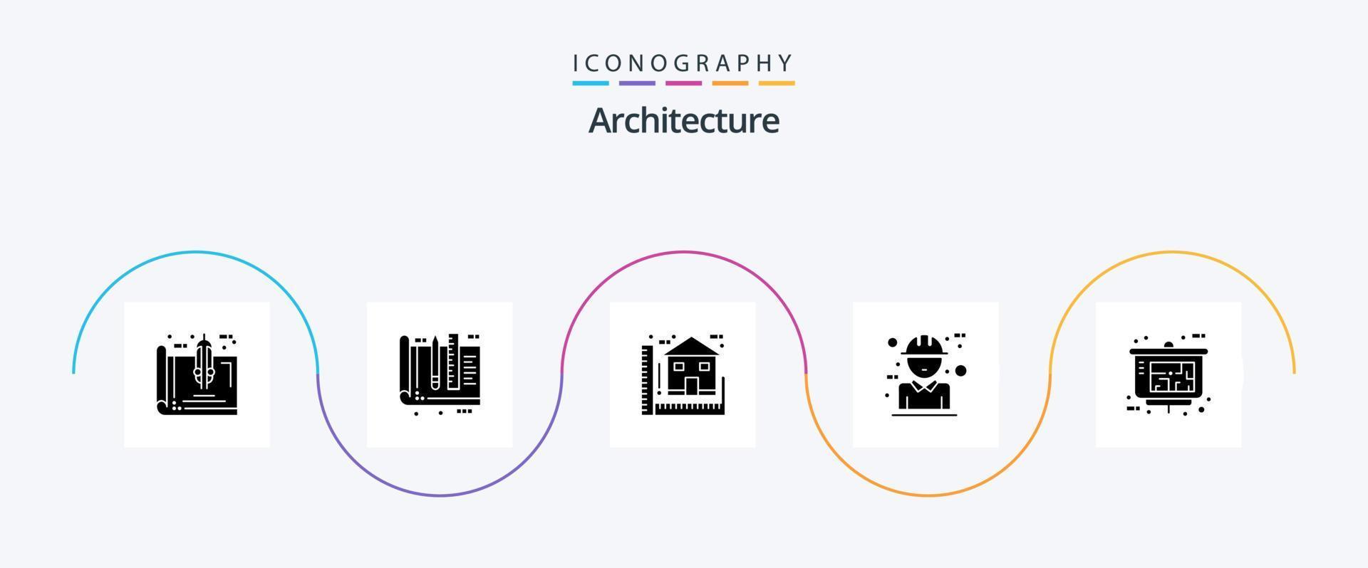 architectuur glyph 5 icoon pak inclusief karakter. architectuur. heerser. huis. bouw vector