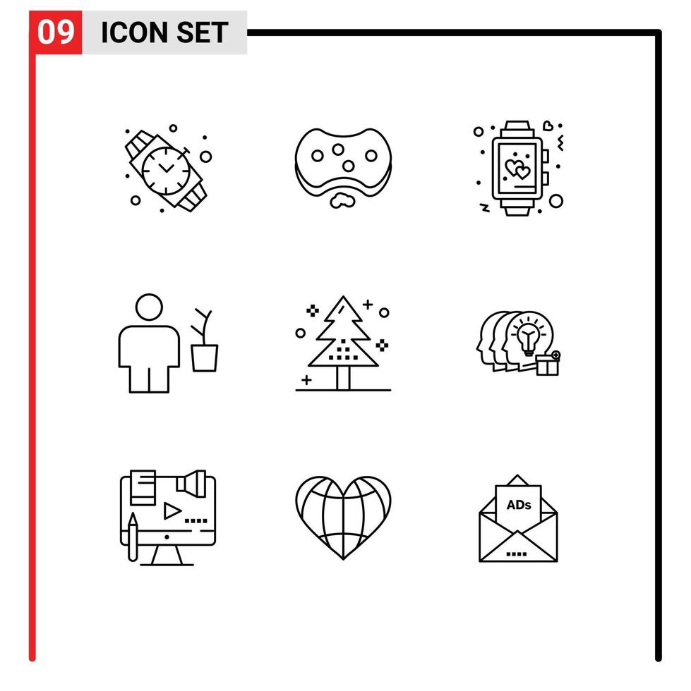 voorraad vector icoon pak van 9 lijn tekens en symbolen voor pot menselijk klok lichaam bruiloft bewerkbare vector ontwerp elementen