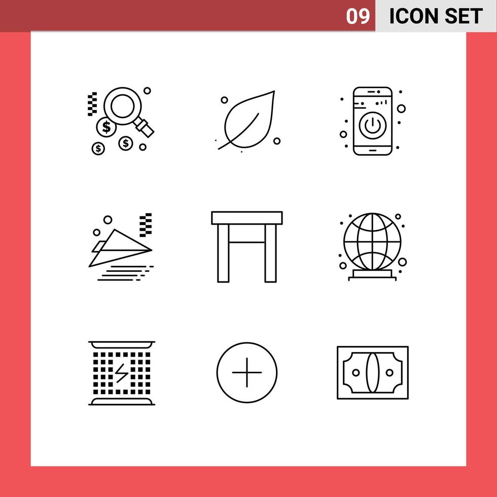 9 universeel schets tekens symbolen van stoel huis schakelaar meubilair papier vlak bewerkbare vector ontwerp elementen
