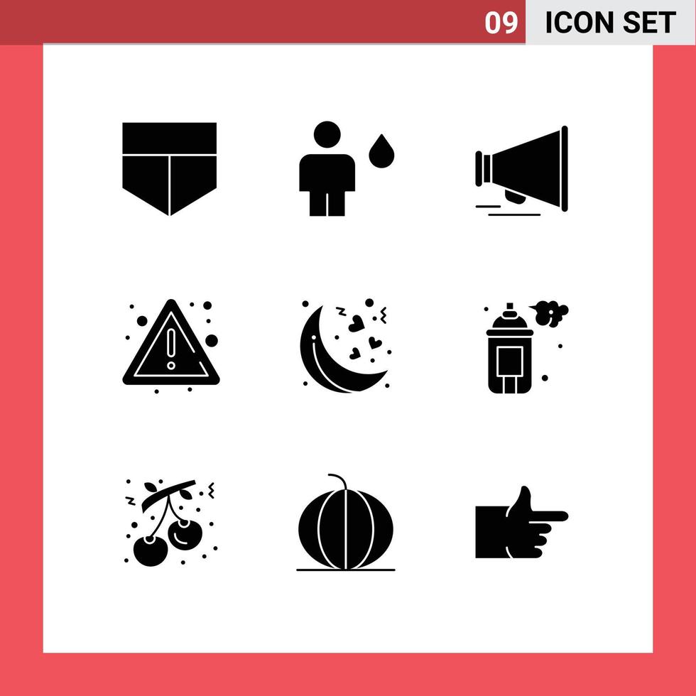 reeks van 9 modern ui pictogrammen symbolen tekens voor verstuiven nacht lofzang maan risico bewerkbare vector ontwerp elementen