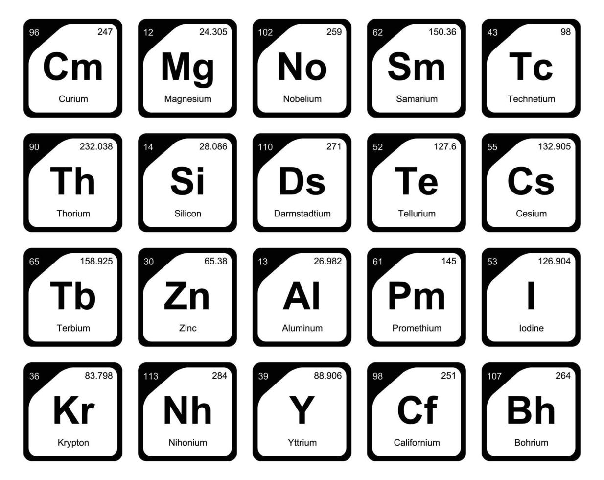 20 preiodisch tafel van de elementen icoon pak ontwerp vector