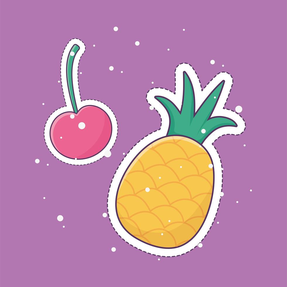 ananas kers patch mode sticker decoratie kentekenpictogram vector