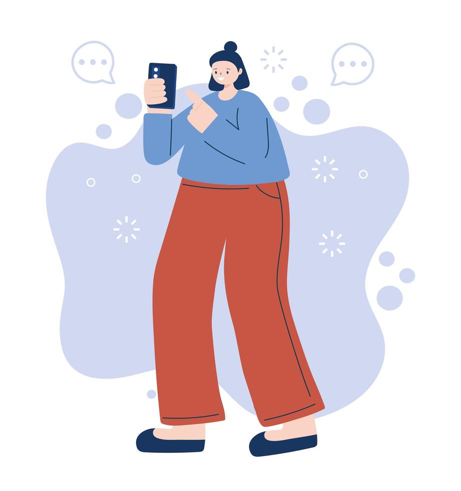 vrouw met smartphone vector ontwerp