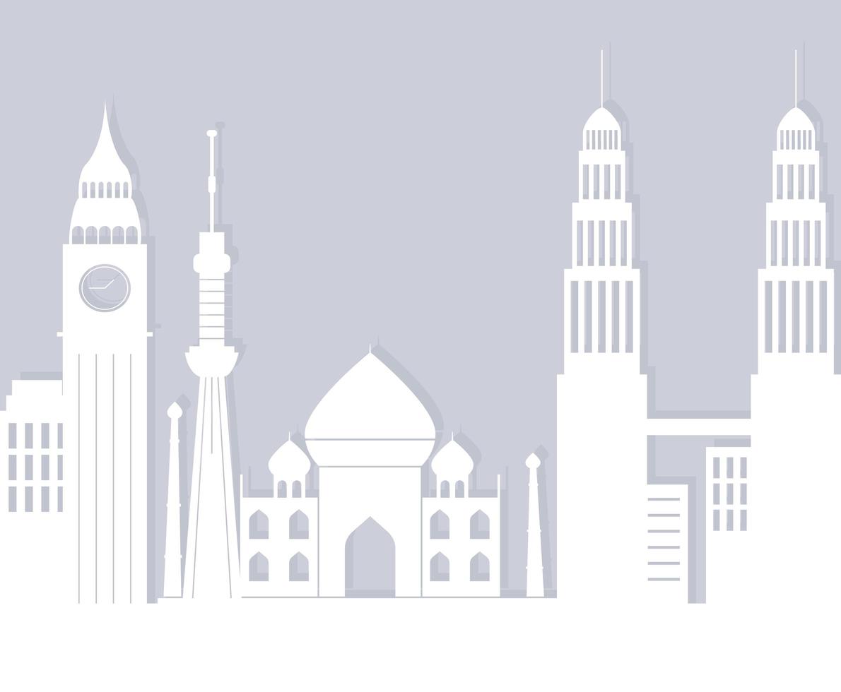skyline architectuur stedelijk stadsgezicht landmark wereld silhouet vector