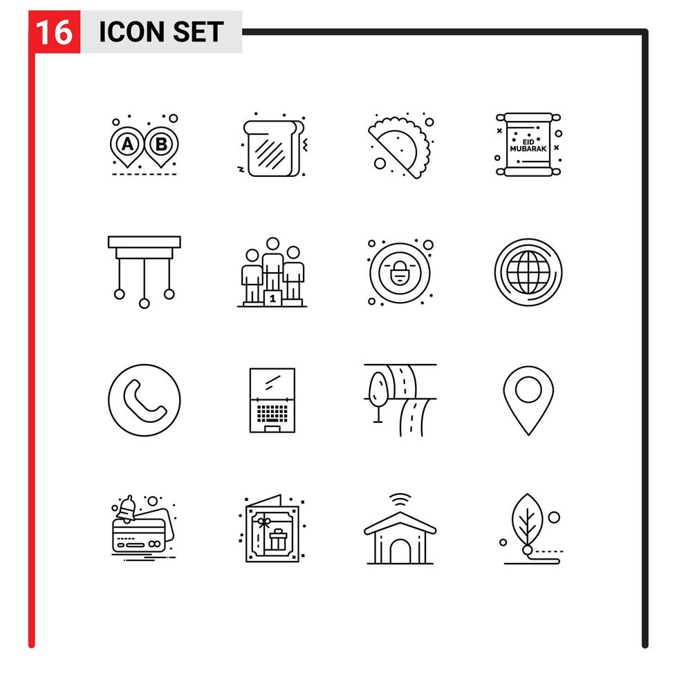 16 universeel schets tekens symbolen van huis kroonluchter gujjia bladzijde eid bewerkbare vector ontwerp elementen
