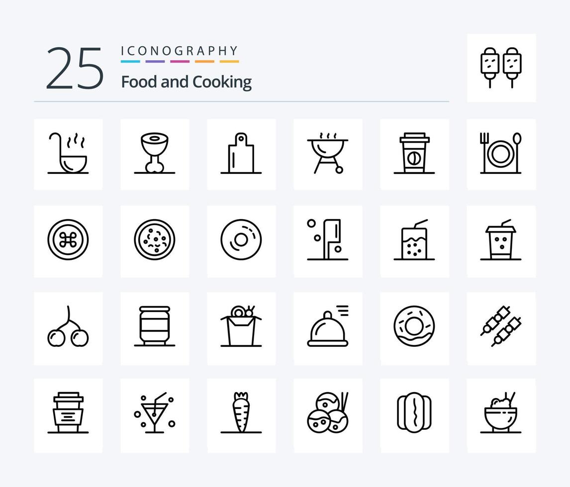 voedsel 25 lijn icoon pak inclusief fruit. restaurant. voedsel. voedsel. voedsel vector