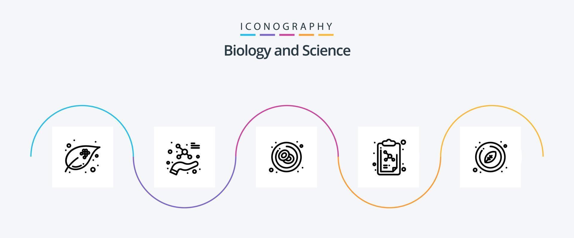 biologie lijn 5 icoon pak inclusief blad. les. bloed. molecuul. rood vector