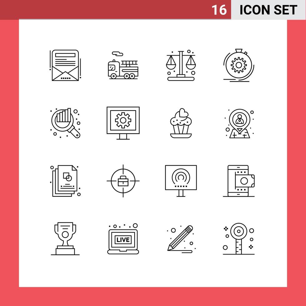 mobiel koppel schets reeks van 16 pictogrammen van zoeken audit tijd snelheid prestatie bewerkbare vector ontwerp elementen