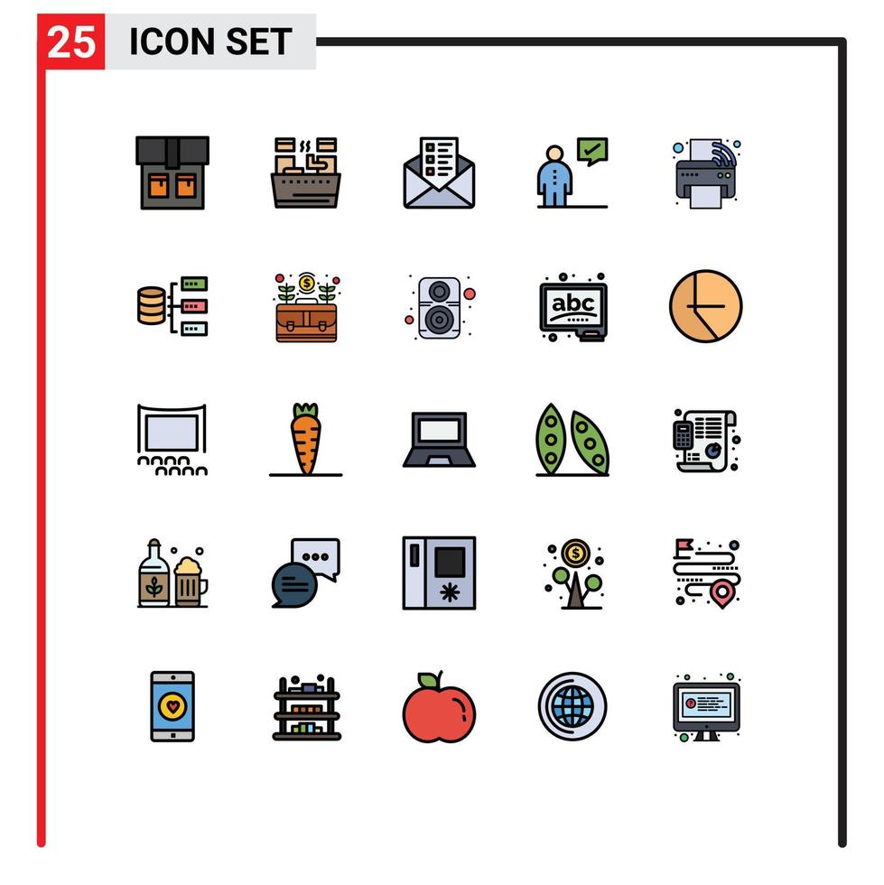 pak van 25 creatief gevulde lijn vlak kleuren van het drukken machine iot babbelen automatisering menselijk bewerkbare vector ontwerp elementen