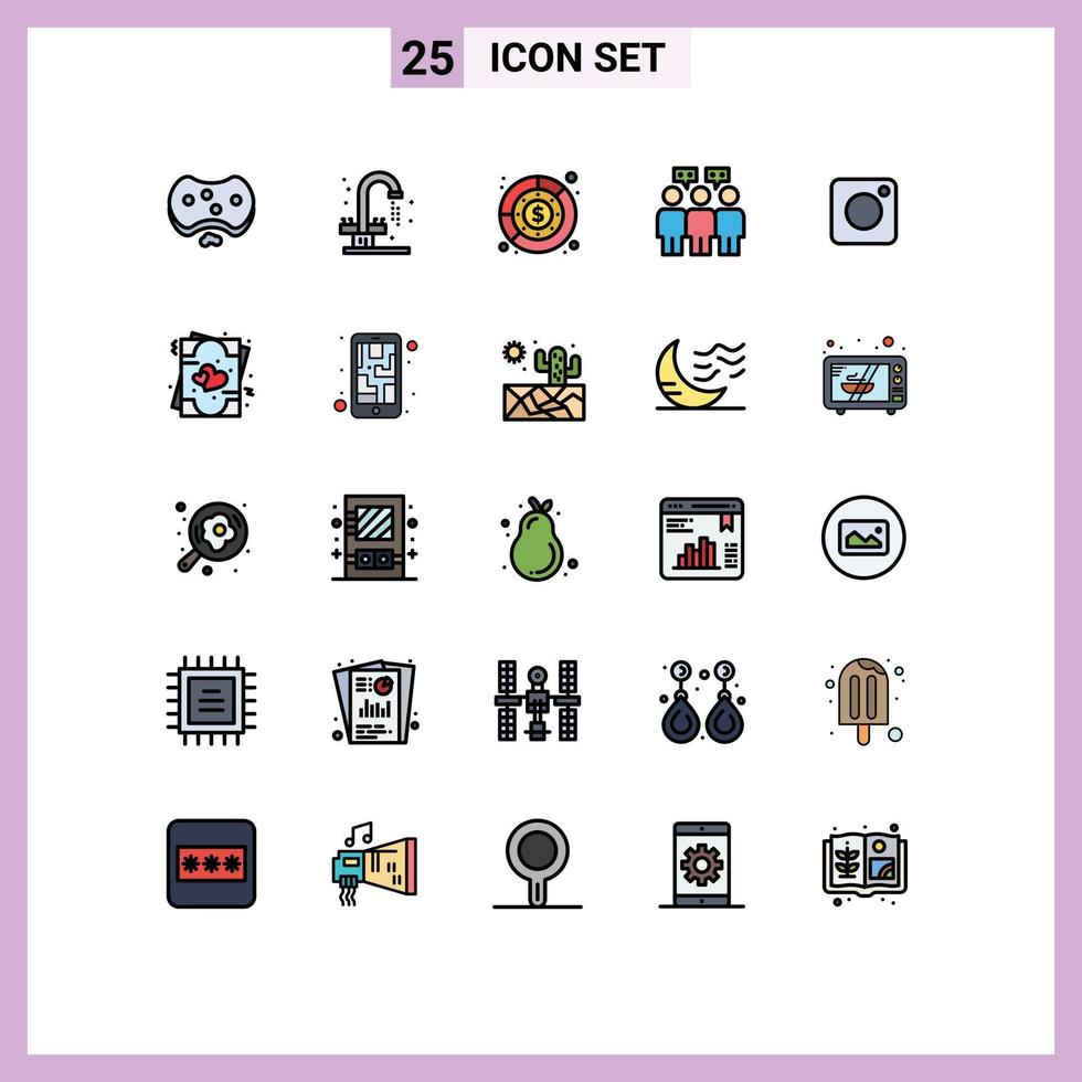 25 creatief pictogrammen modern tekens en symbolen van camera mensen wastafel communicatie winst bewerkbare vector ontwerp elementen