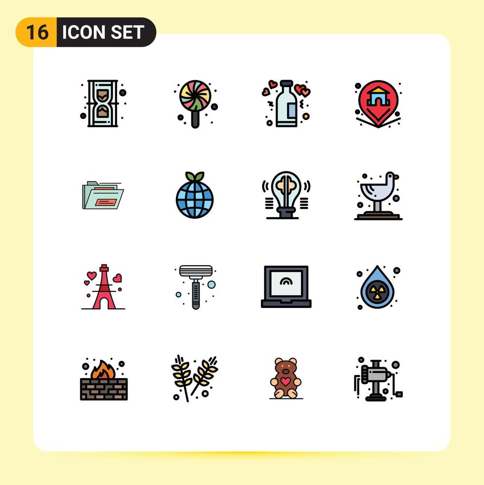 reeks van 16 modern ui pictogrammen symbolen tekens voor het dossier huis levensstijl eigendom plaats bewerkbare creatief vector ontwerp elementen