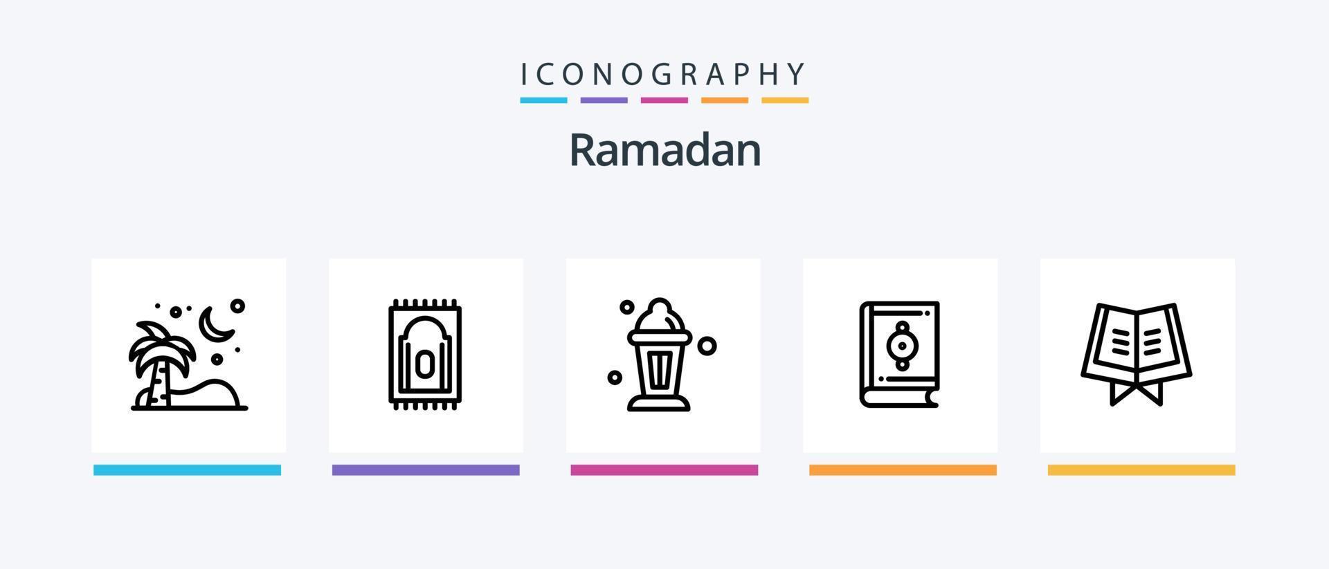 Ramadan lijn 5 icoon pak inclusief Ramadan. golf. shahada. karakter. arabier. creatief pictogrammen ontwerp vector