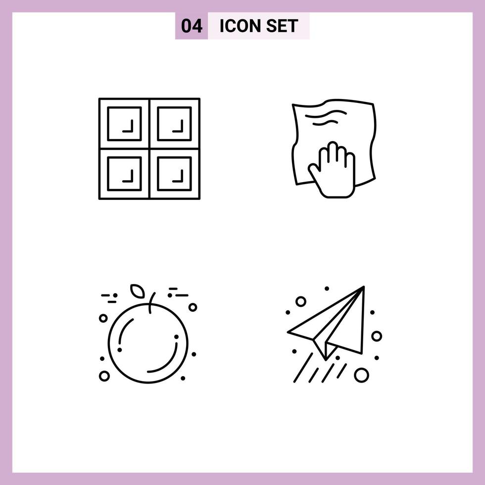 voorraad vector icoon pak van 4 lijn tekens en symbolen voor bouw oranje schoonmaak wrijven papier bewerkbare vector ontwerp elementen