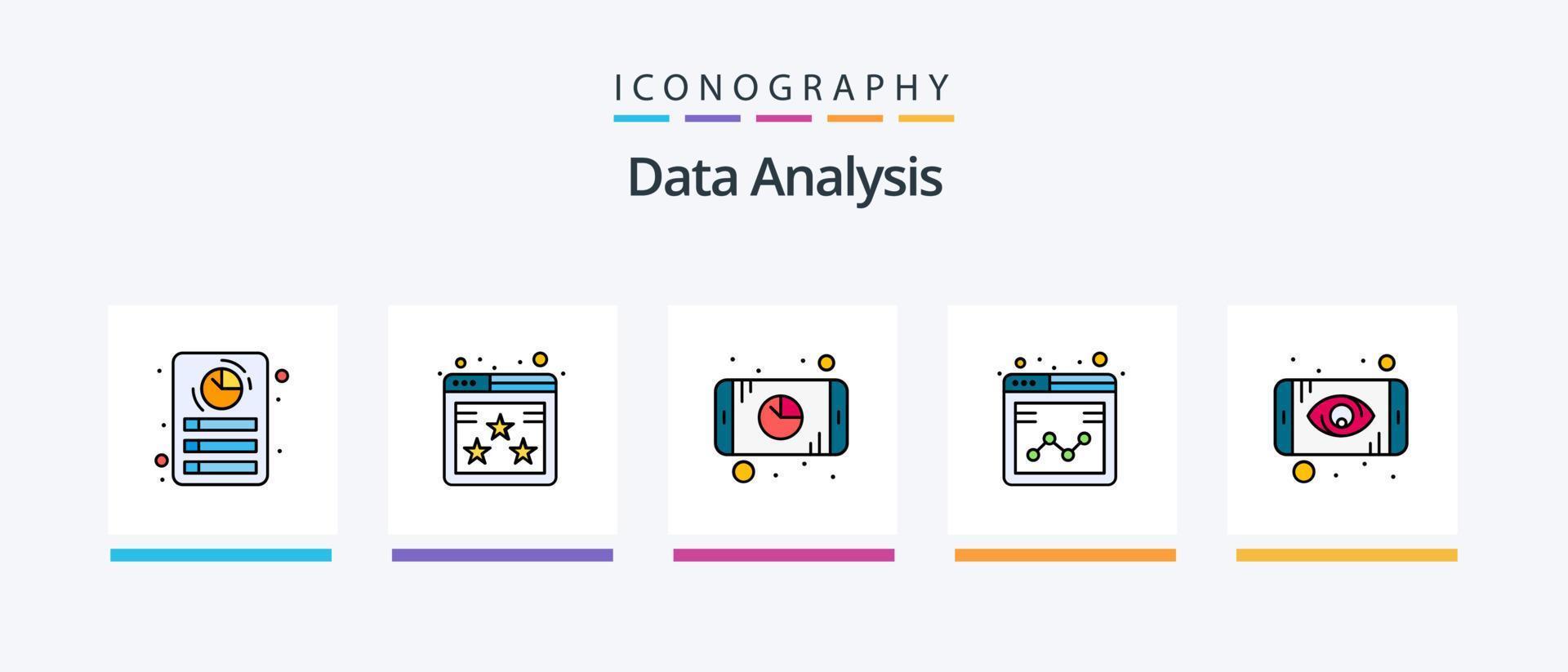 gegevens analyse lijn gevulde 5 icoon pak inclusief gegevens. grafiek. online analyse. digitaal. focus analyse. creatief pictogrammen ontwerp vector