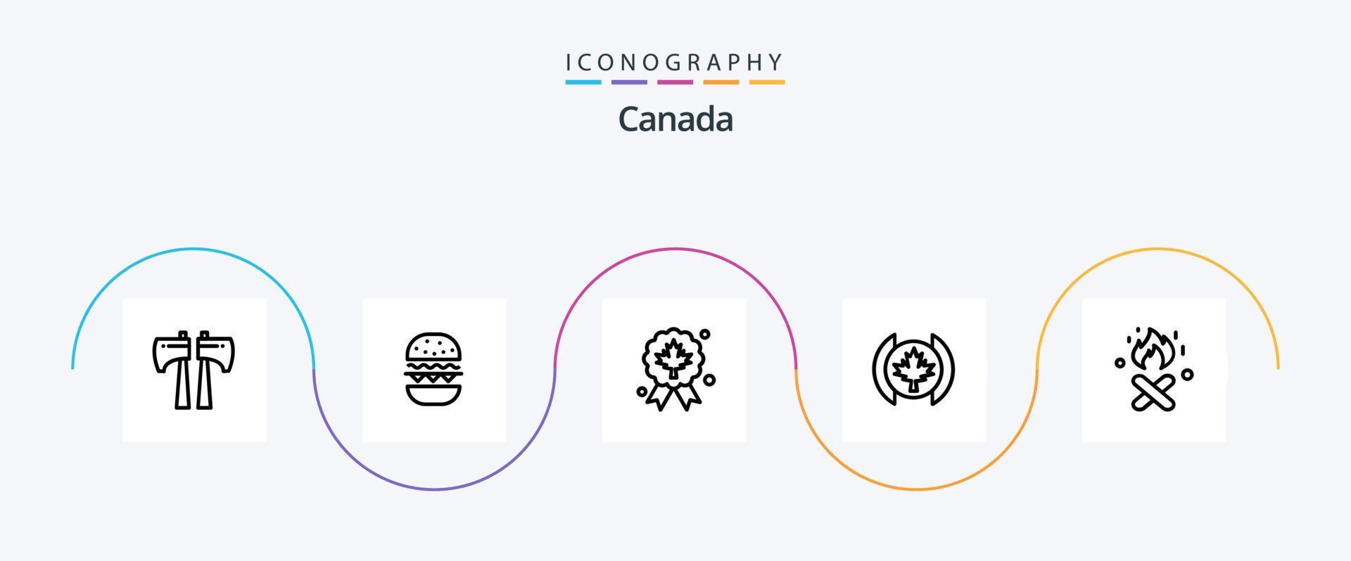 Canada lijn 5 icoon pak inclusief . brand plaats. prijs. brand. blad vector