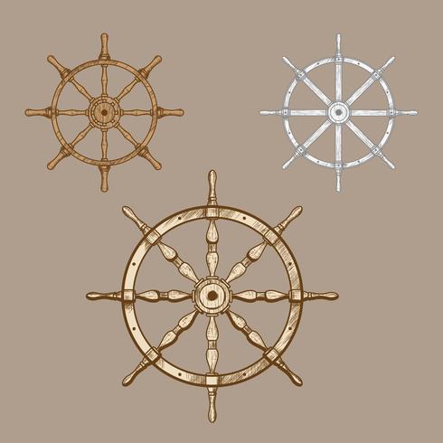 schip wiel klassieke vintage set vector